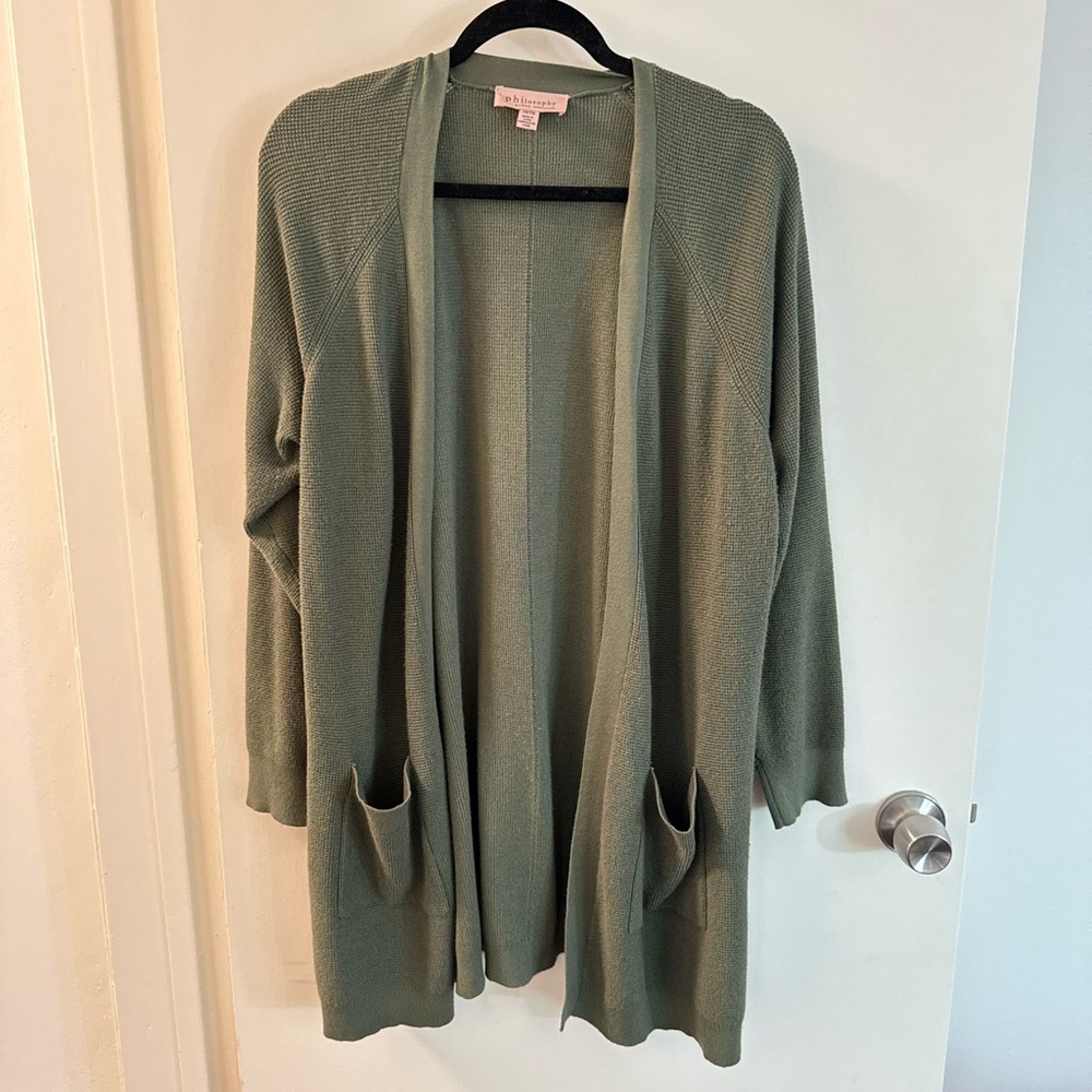 Philosophy Sage Green Open Cardigan